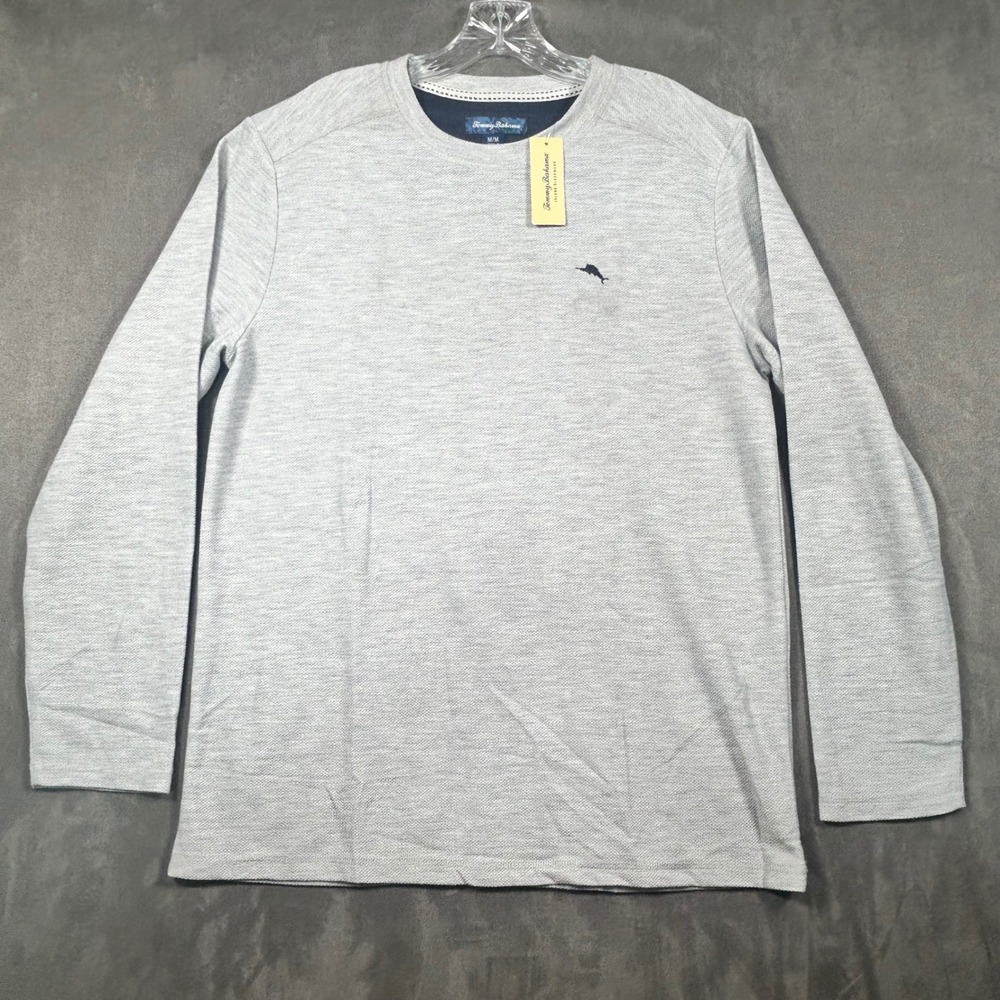 Tommy Bahama Mens Gray Long Sleeve Waffle Knit Shirt Size Medium NWT